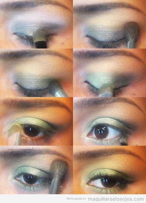 Tutorial para maquillar los ojos con sombras verdes paso a paso