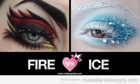 Maquillaje de ojos de fantasía, fuego y hielo