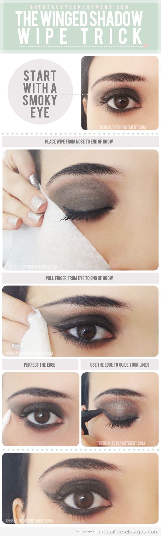 Maquillaje de ojos con sombra efecto alado, un truco estupendo! •  Maquillarse los ojos