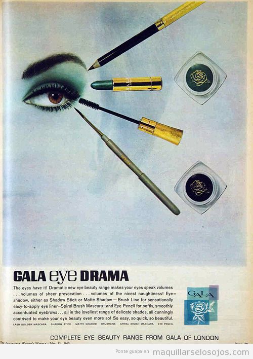 Maquillaje de ojos retro e una revista de 1965