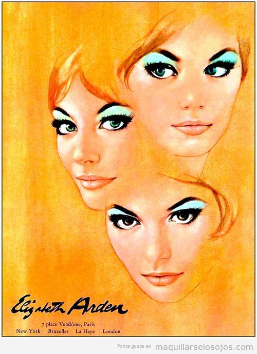 Anuncio de maquillaje de ojos en los años 60