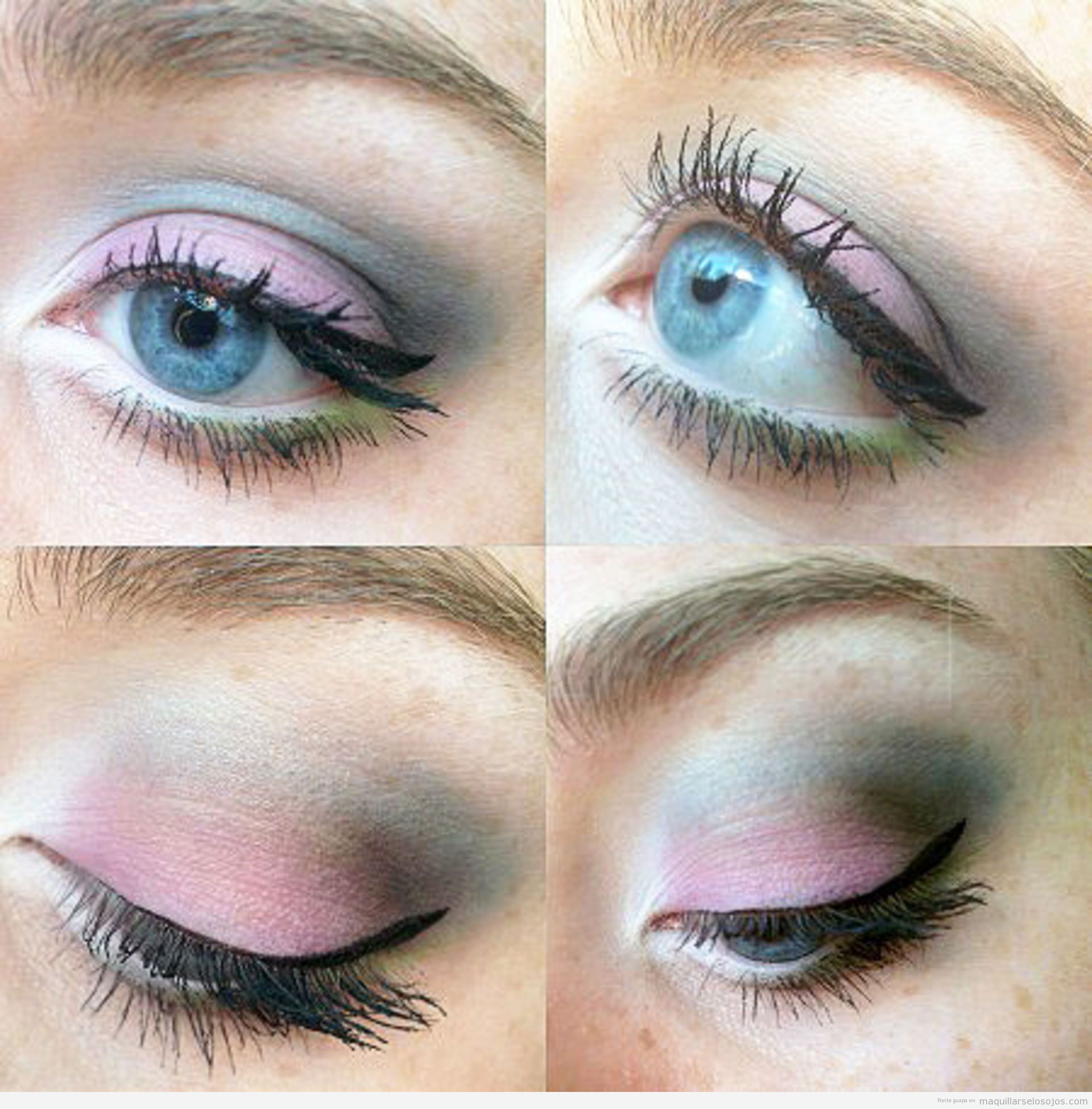 Maquillaje ojos primavera con sombra color rosa y verde